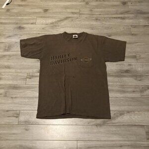 vintage brown harley davidson christianburg graphic tee